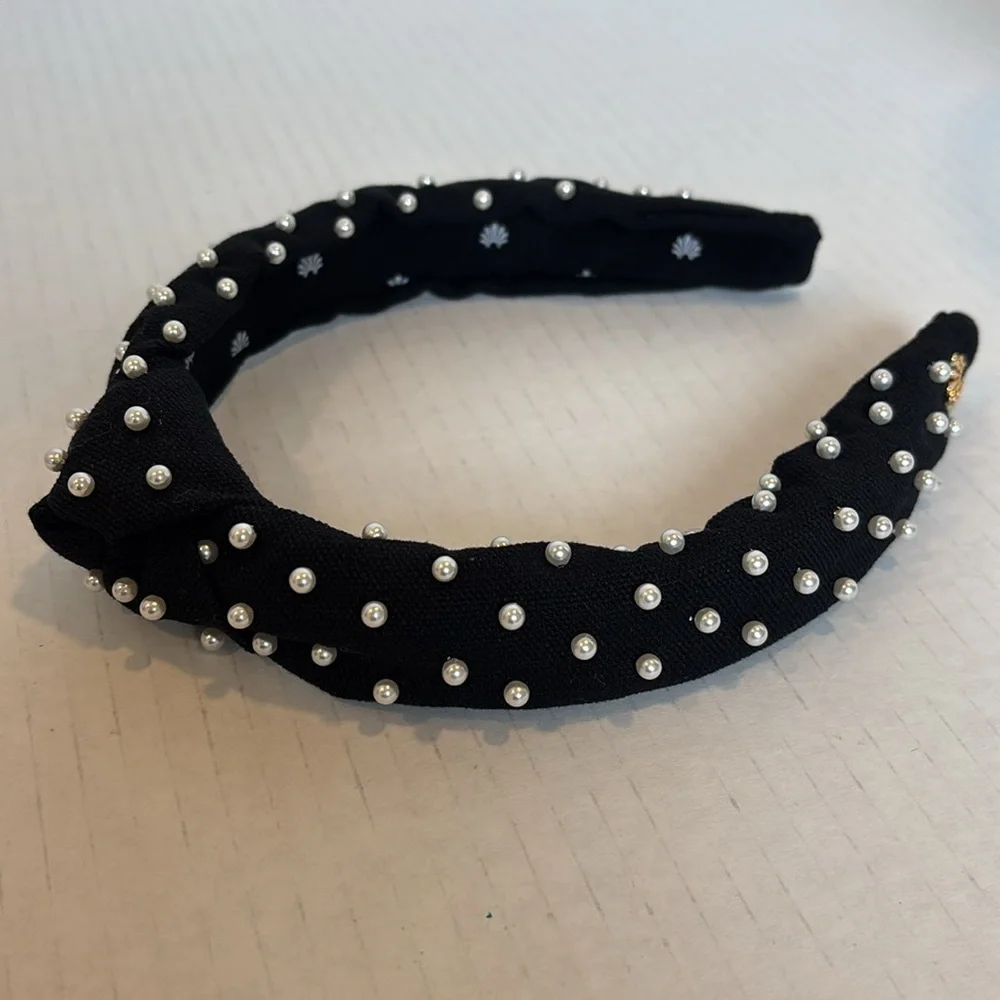 Lele Sadoughi Black Headband with Pearls